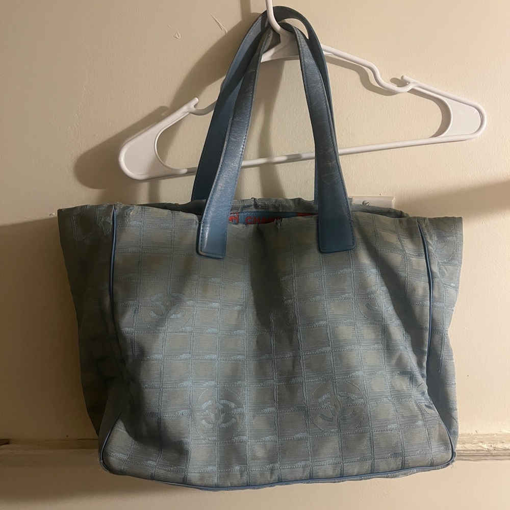 Chanel travel tote bag blue AS IS CONDITION